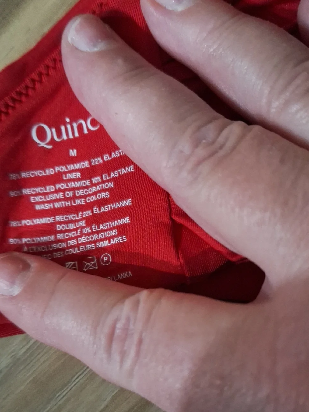 Quince Italian Scoop Neck Bikini Top Cherry M NWT - Picture 5 of 5